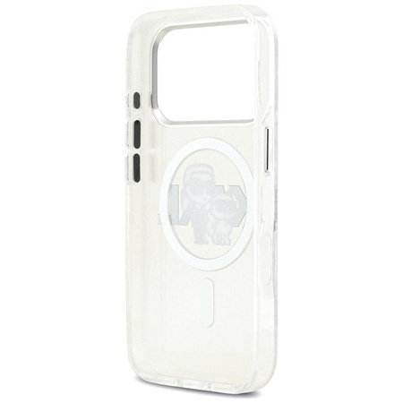 Karl Lagerfeld IML Glitter Karl & Choupette Sketch Logo MagSafe - Case for iPhone 17 Pro (transparent)