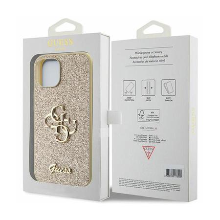 Guess Glitter Script Big 4G - iPhone 15 Plus Tasche (Gold)