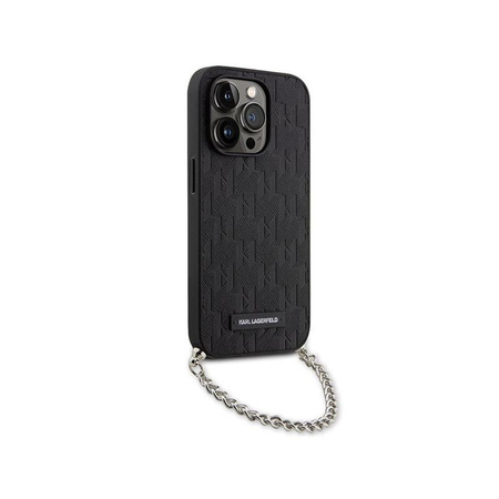 Karl Lagerfeld Saffiano Monogram Chain - pouzdro pro iPhone 14 Pro Max (černé)