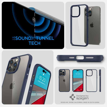 Spigen Ultra Hybrid - Coque pour iPhone 14 Pro (Bleu marine)