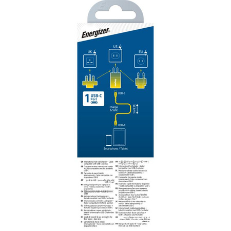 Energizer Ultimate - Multiplug EU / UK / US GaN 20W PD hálózati töltő + USB-C kábel (fekete)