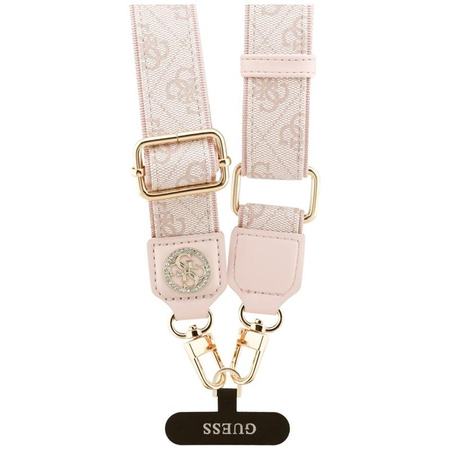 Guess Universal Crossbody Strap 4G Tether Patch Strass Metal Logo - Universal Phone Strap / Lanyard (Pink)