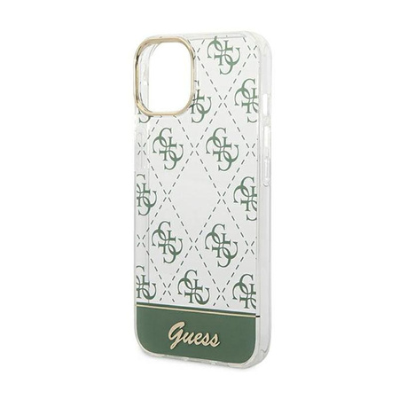 Guess 4G Stripe Script Logo Galvanisiertes Muster - iPhone 14 Plus Tasche (khaki)