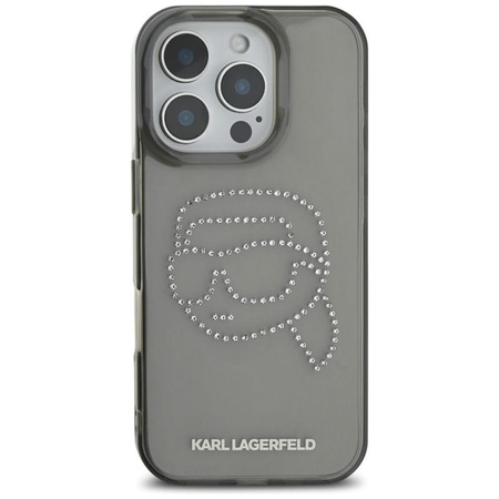 Karl Lagerfeld IML Rhinestones Karl Head - Hülle für iPhone 16 Pro (schwarz)