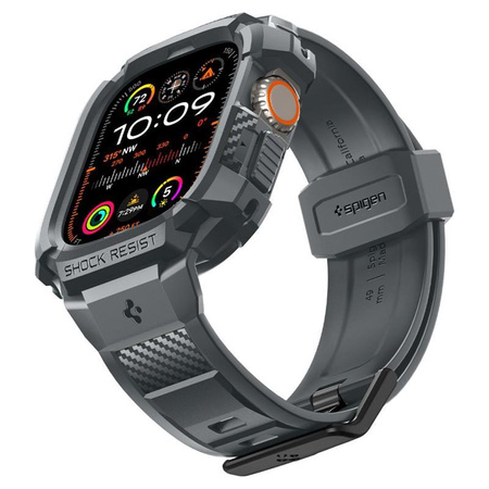 Spigen Rugged Armor Pro - Bracelet avec étui pour Apple Watch Ultra 49 mm (Gris foncé)