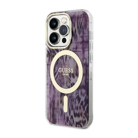 Guess Leopard MagSafe - iPhone 14 Pro Tasche (Rosa)