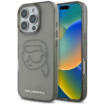 Karl Lagerfeld IML Rhinestones Karl Head - Hülle für iPhone 16 Pro (schwarz)