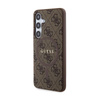 Guess 4G Collection Cuir Logo Métal MagSafe - Étui Samsung Galaxy S24 (marron)