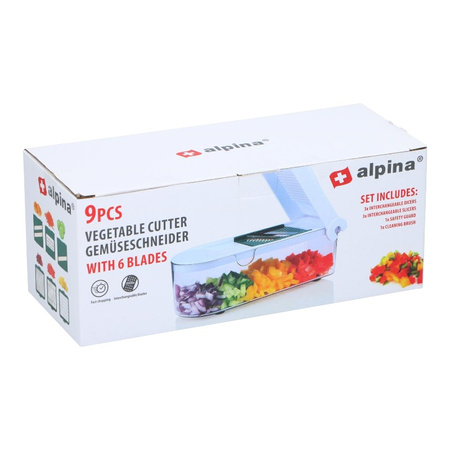 Alpina – Mandoline / Multifunktions-Gemüseschneider mit 6 Klingen, 27,5 x 11 x 10,8 cm