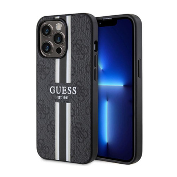 Guess 4G Gedruckte Streifen MagSafe - iPhone 13 Pro Max Tasche (Schwarz)