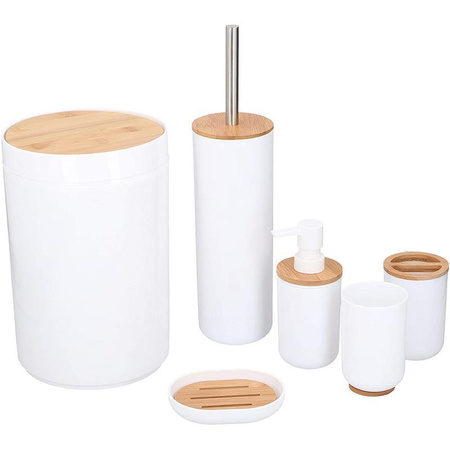 Alpina - Set de 6 accessoires de salle de bain en bambou