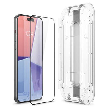 Spigen GLAS.TR EZ FIT FC - Gehärtetes Glas für iPhone 15 Plus (Schwarzer Rahmen)