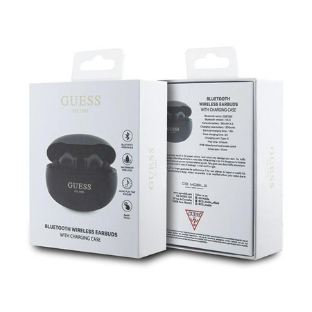 Guess True Wireless Classic EST BT5.3 - TWS fejhallgató + töltőtáska (fekete)