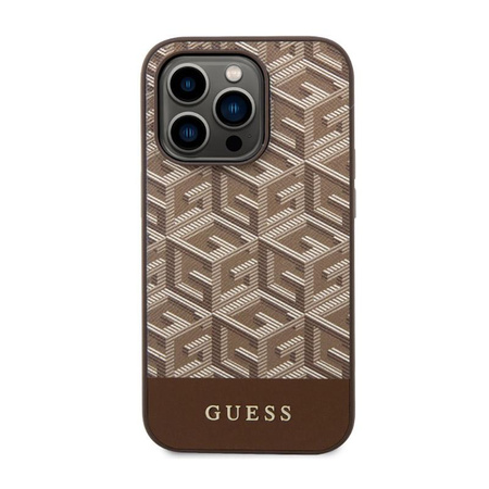 Guess GCube Stripes MagSafe - iPhone 14 Pro Case (Brown)