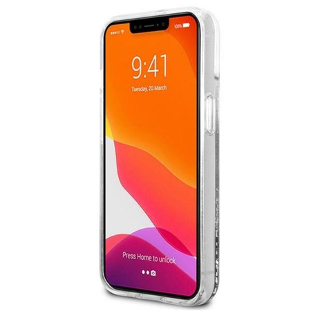 Karl Lagerfeld Liquid Glitter Karl & Choupette Head - iPhone 13 mini Hülle (Silber)