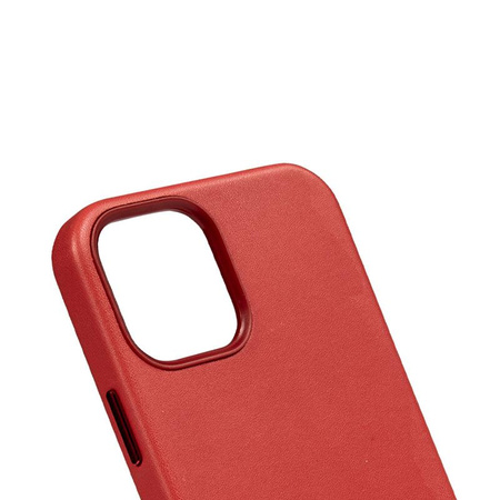 Crong Essential Cover Magnetic - Étui en cuir MagSafe pour iPhone 12 Pro Max (rouge)