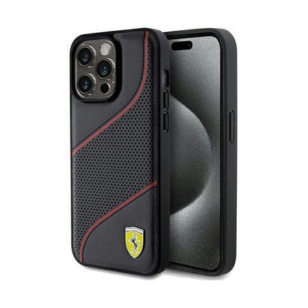 Ferrari Perforated Waves Metal Logo - Coque iPhone 15 Pro Max (noir)