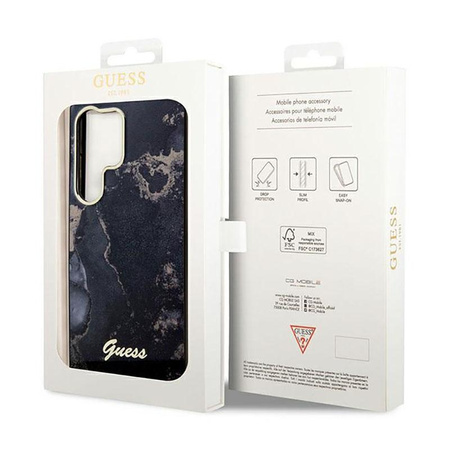Guess Golden Marble Collection - Hülle für Samsung Galaxy S23 Ultra (Schwarz)