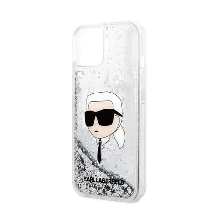 Karl Lagerfeld Liquid Glitter NFT Karl's Head - pouzdro pro iPhone 14 (stříbrné)