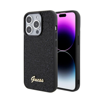 Guess Disco Metal Script - pouzdro pro iPhone 15 Pro (černé)