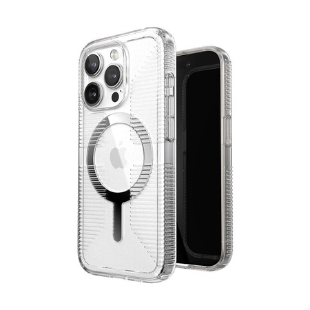 Speck Gemshell Grip + MagSafe - Etui do iPhone 15 Pro (Clear / Chrome Finish)