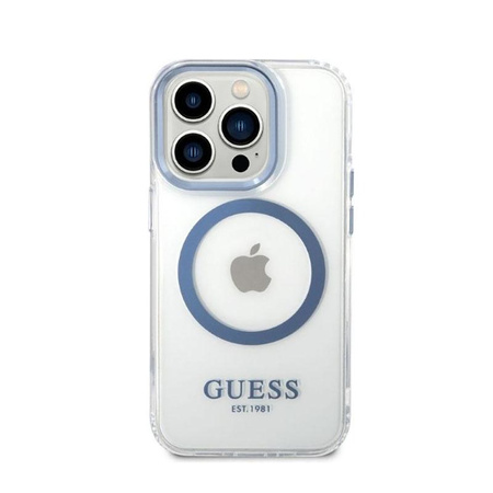 Guess Metal Outline Magsafe - iPhone 14 Pro tok (átlátszó / kék)