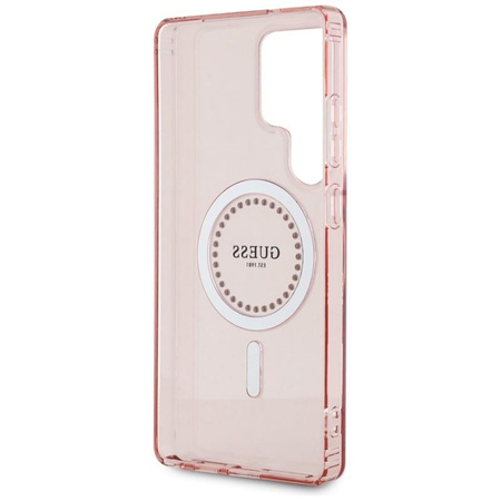 Guess Rhinestones Printed Classic Logo MagSafe - Etui do Samsung Galaxy S25 Ultra (różowy)