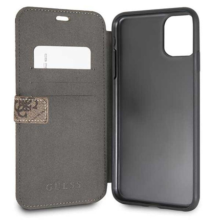 Guess Booktype 4G Charms Collection - iPhone 11 Pro Max Hülle mit Kartenfächern (braun)