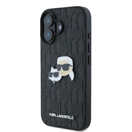 Karl Lagerfeld Monogram Karl & Chaoupette Head Pin - pouzdro pro iPhone 16 Plus (černé)