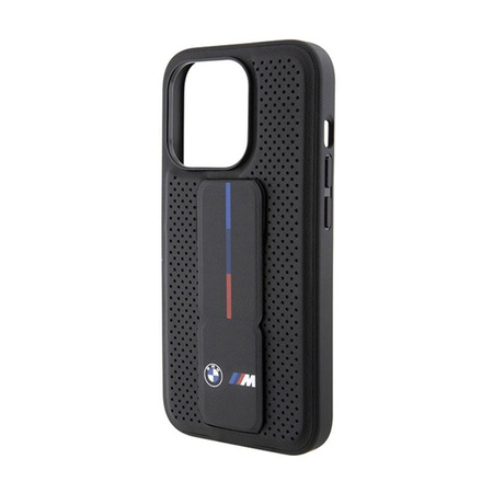 BMW Grip Stand Lisse & Perforé - Coque iPhone 15 Pro Max (noir)