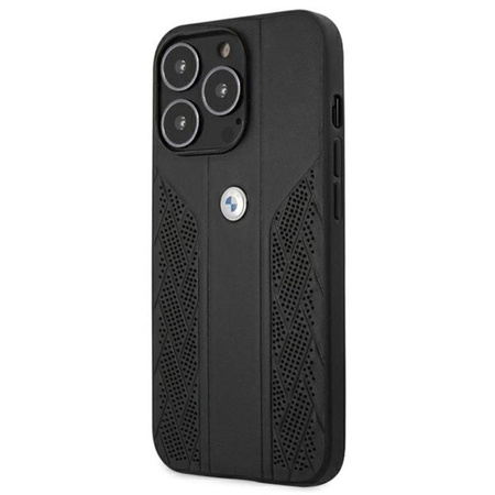 BMW Leather Curve Perforált HC - iPhone 13 Pro tok (fekete)