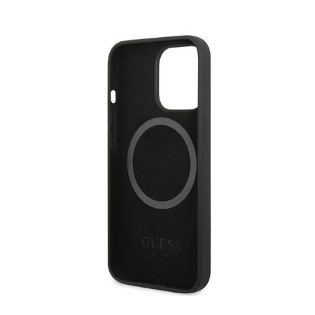Guess Silicone Logo Plate MagSafe - Hülle für iPhone 13 Pro Max (Schwarz)