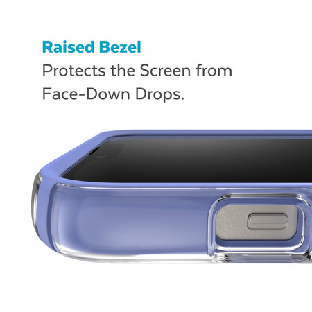 Speck Presidio Perfect-Clear con Impact Geometry - Custodia per iPhone 15 Plus / 14 Plus con rivestimento MICROBAN (trasparente / viola)