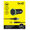Budi - Ładowarka samochodowa 2x USB, 17W + kabel Lightning (Czarny)