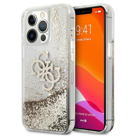Coque Guess Liquid Glitter 4G Big Logo - iPhone 13 Pro Case (Gold)