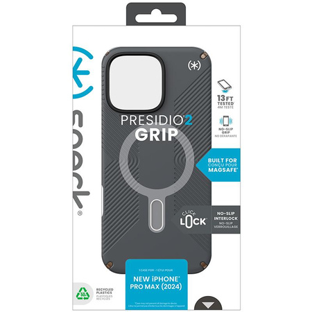 Speck Presidio2 Grip ClickLock & MagSafe - pouzdro pro iPhone 16 Pro Max (Charcoal Grey / Cool Bronze / White)