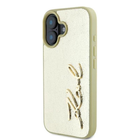 Karl Lagerfeld Metal Signature - pouzdro pro iPhone 16 (zlaté)