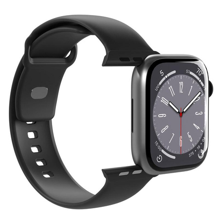 PURO ICON - Elasztikus szíj Apple Watch 42/44/45/49 mm-es órához (S/M és M/L) (fekete)