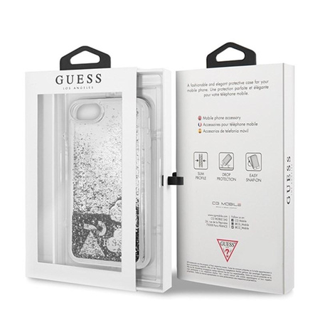 Guess Liquid Glitter Hearts - iPhone SE 2020 / 8 / 7 Tasche (silber)