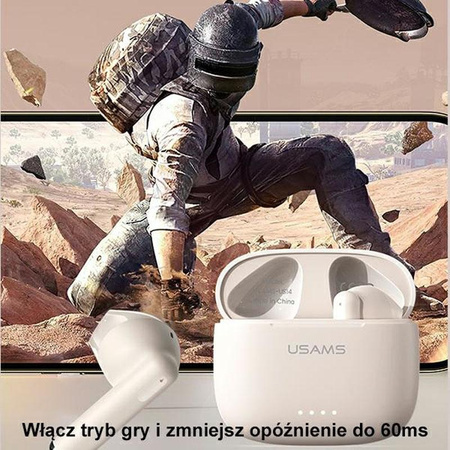 USAMS US Series - Bluetooth 5.3 TWS fejhallgató + töltőtáska (fehér)