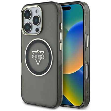 Guess IML Metal Mountain Logo MagSafe - tok iPhone 16 Pro Max készülékhez (fekete)