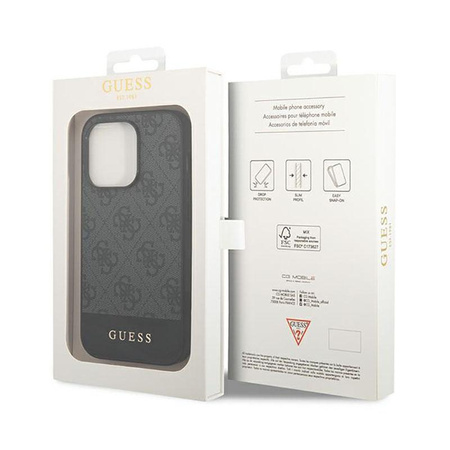 Guess 4G Bottom Stripe Metal Logo Collection - iPhone 14 Pro tok (szürke)