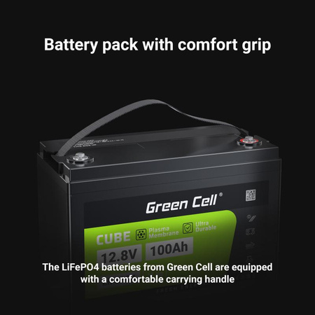 Green Cell - Batterie LiFePO4 12V 12.8V 100Ah pour systèmes photovoltaïques, camping-cars et bateaux