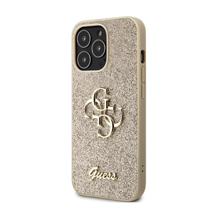 Guess Glitter Script Big 4G - iPhone 13 Pro Case (Gold)