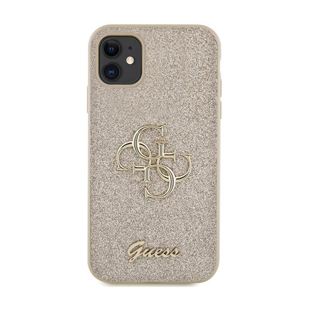 Guess Glitter Script Big 4G - pouzdro pro iPhone 11 (zlaté)