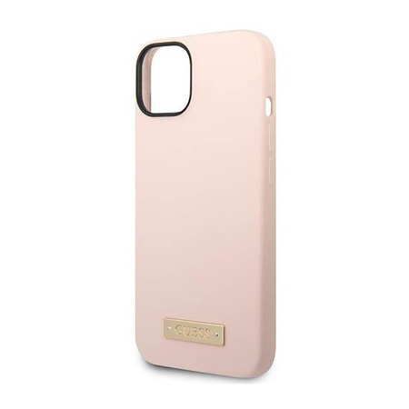 Guess Silicone Logo Plate MagSafe - Etui iPhone 14 Plus (różowy)
