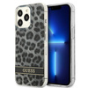 Guess Leopard Electro Stripe - pouzdro pro iPhone 13 Pro (šedé)