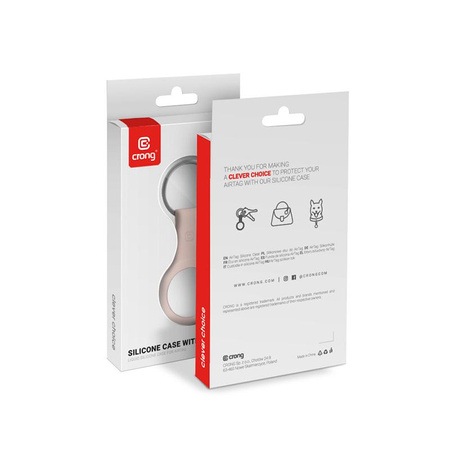 Crong Étui en silicone avec porte-clés - Porte-clés Apple AirTag (rose sable)