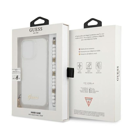 Guess White Pearl Strap - iPhone 13 Pro Max Case (transparent)