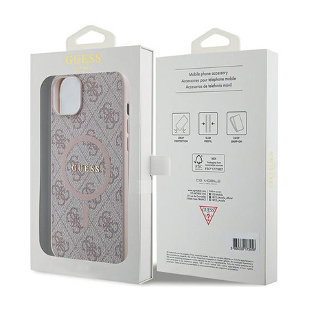 Guess 4G Collection Leather Metal Logo MagSafe - iPhone 15 Plus / 14 Plus Case (pink)